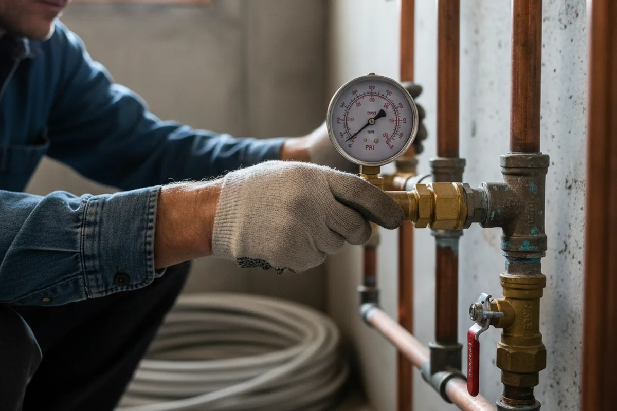 Pressure testing a repaired line during Water Line Repair in Cornucopia